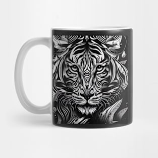 Black and white Design of majestic tiger with intense gaze ! Mug